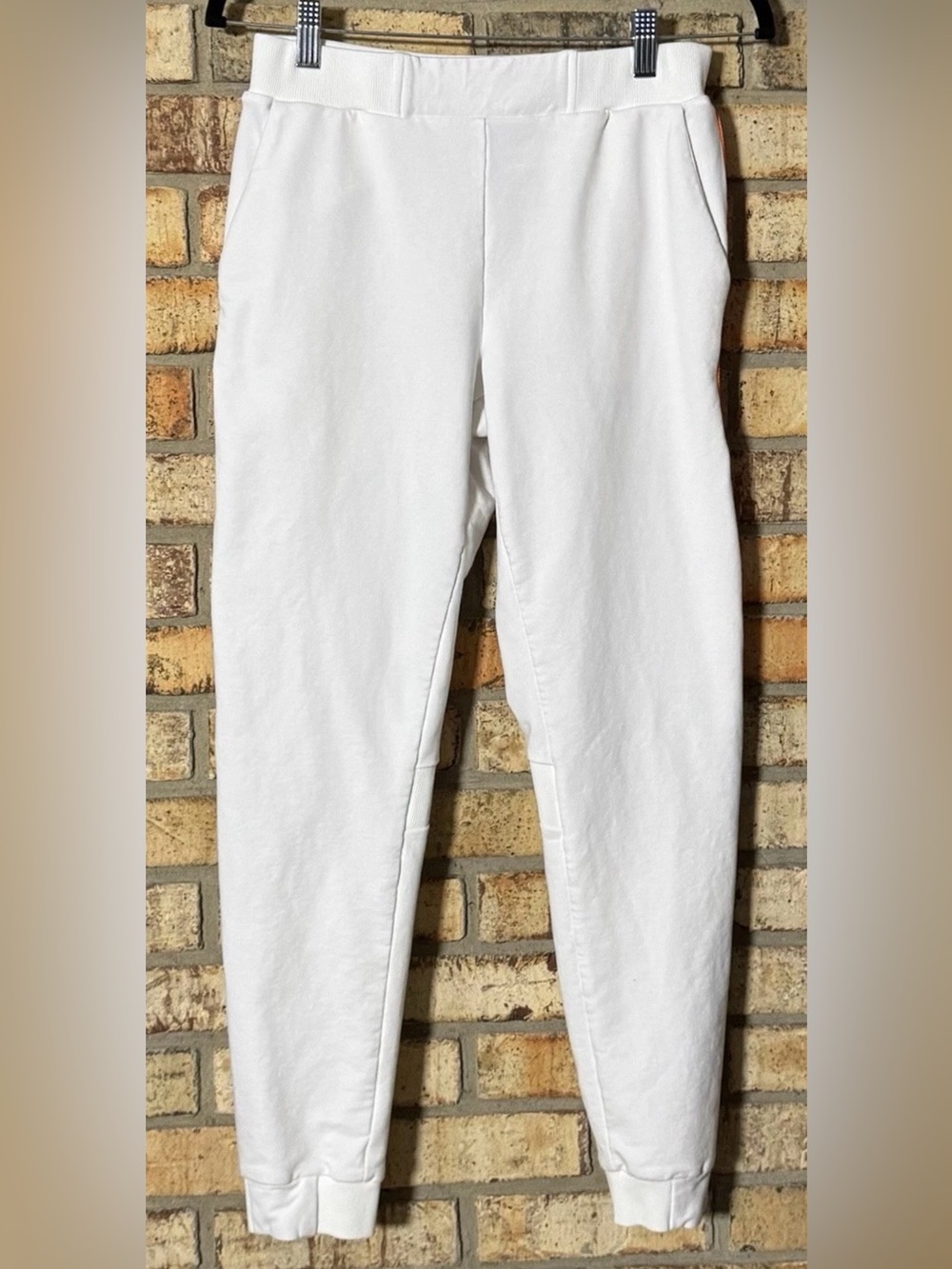 Parajumpers white orange fleece jogger pants elastic waist tapered XS womens - Picture 1 of 5